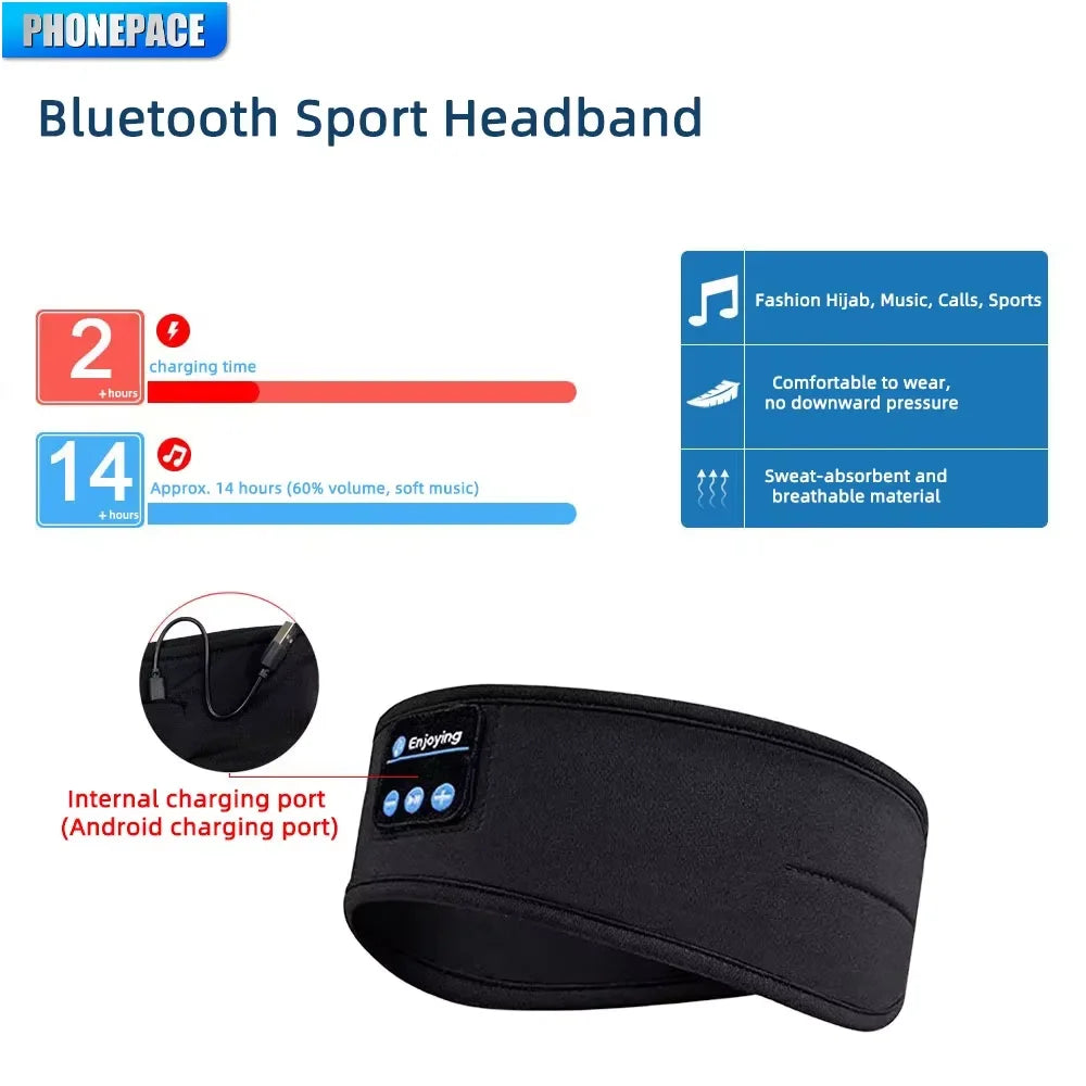 Bluetooth Earphones Sports Sleeping Headband Elastic Wireless Headphones Music Eye Mask Wireless Bluetooth Headset Headband