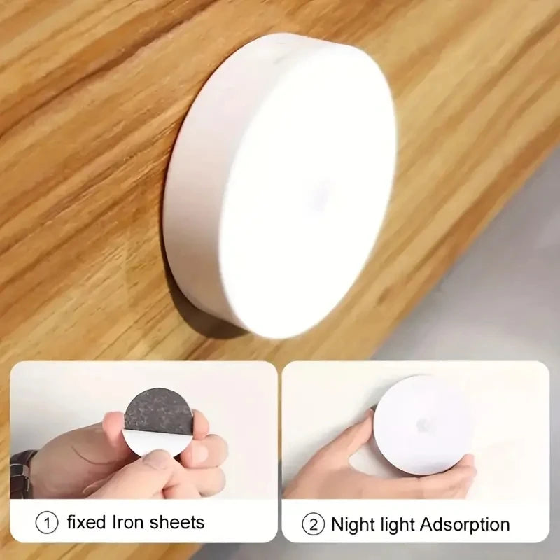 New 1pc Button Style Night Light - Wireless LED Detector Lamp for Bedroom, Staircase, Closet, and Room Decor-