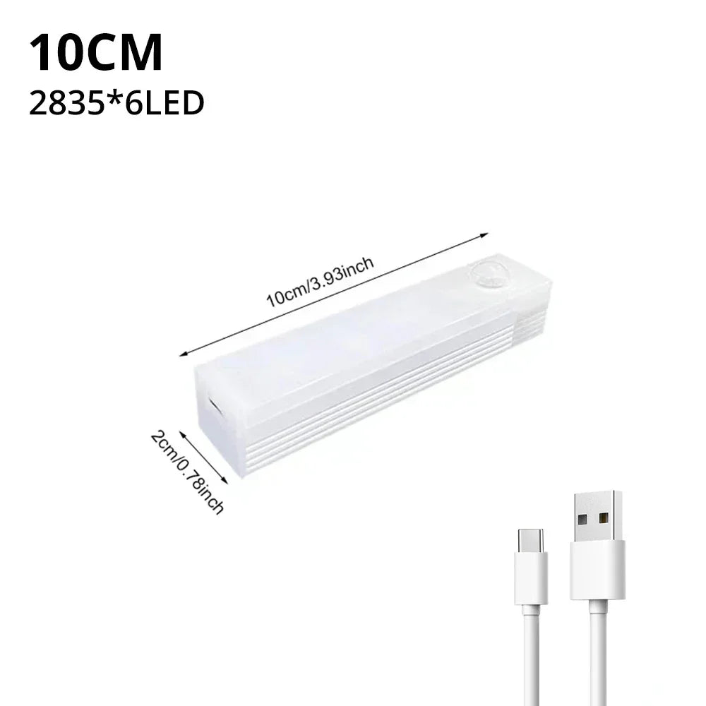 Motion Sensor Light Wireless Rechargeable LED Night Light Closet Cabinet Wardrobe Lamp Kitchen Staircase Backlight 10/20/30/50cm