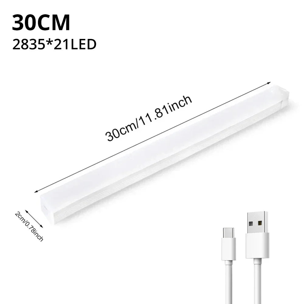 Motion Sensor Light Wireless Rechargeable LED Night Light Closet Cabinet Wardrobe Lamp Kitchen Staircase Backlight 10/20/30/50cm